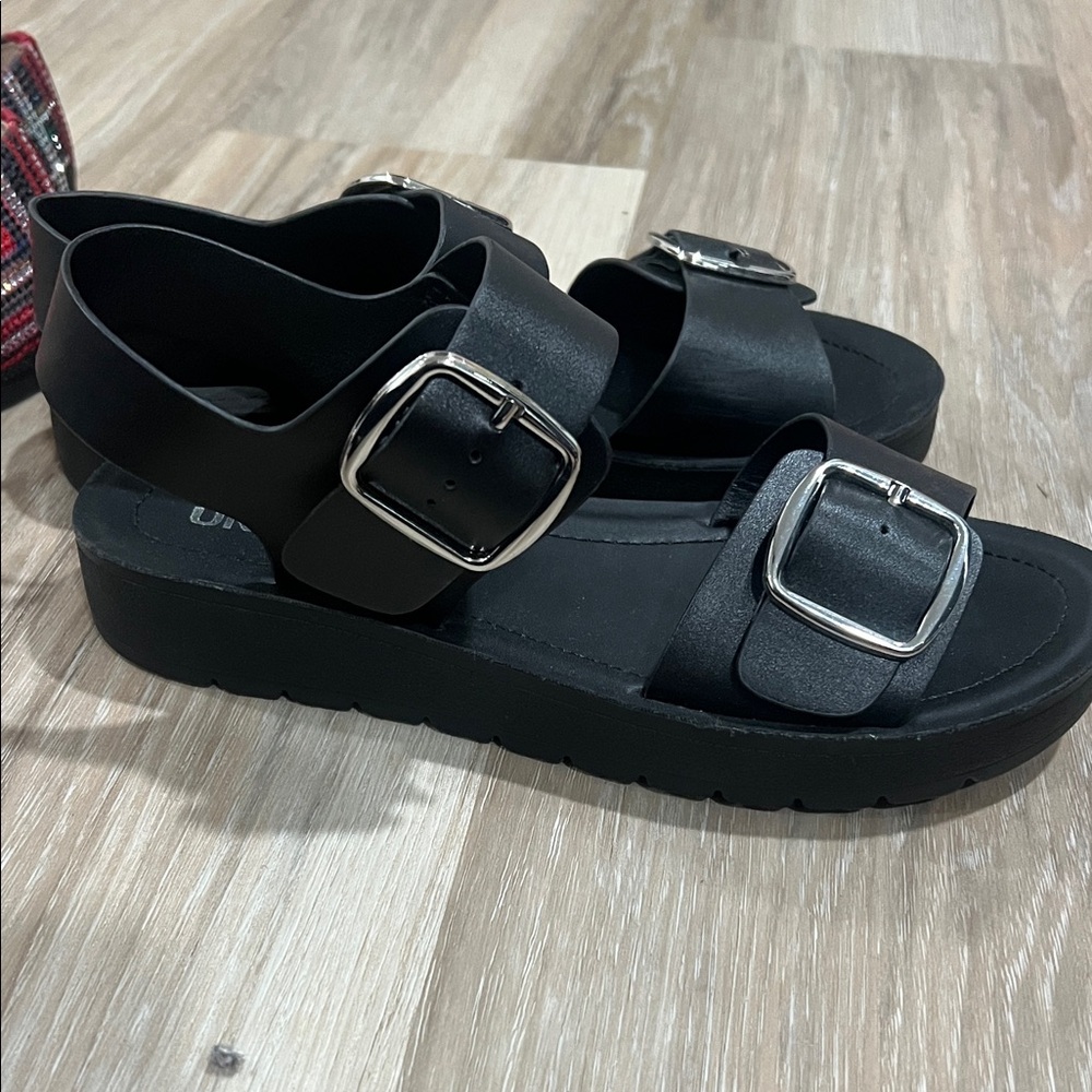 Black Sandals with Silver Buckles